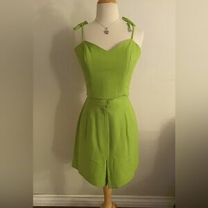 Chic Lime Green Strappy Mini Shorts Set